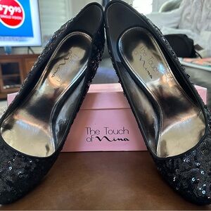 Touch of Nina Black Sequin Heels